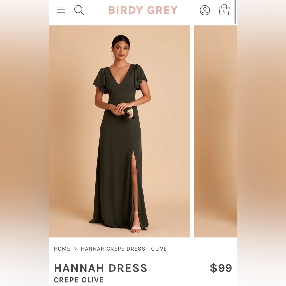 Birdy grey bridesmaid dress. Olive green.